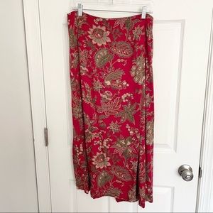 FINAL PRICE Talbots Vintage Midi Floral Wrap Skirt Red Size 14